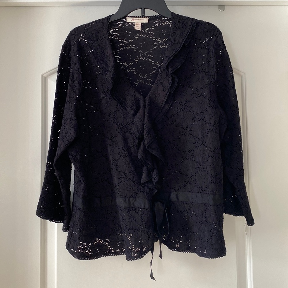 JM Collection Black Lace Blouse